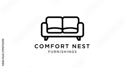 Simple Line Drawing of a Sofa Design.