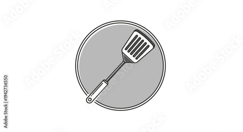 Simple Line Drawing of a Spatula.