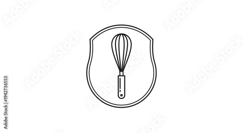 Simple Line Drawing of a Whisk.