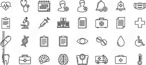 Medical and Healthcare Line Icons Mega Set for Hospital and Clinic Design