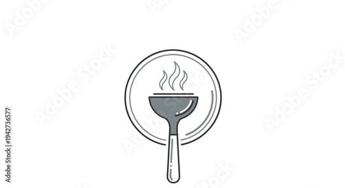 Simple Line Drawing of Frying Pan.