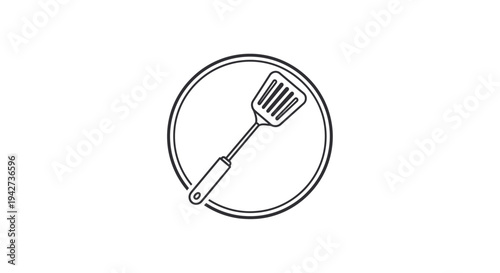 Simple Line Drawing of Spatula Icon.