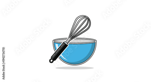Whisk and Mixing Bowl Illustration Design.