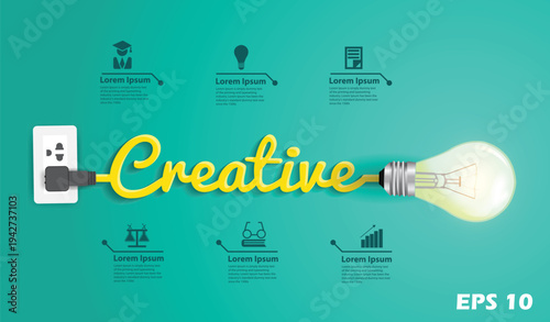 4-Step Education and Business Process Infographic. Vector Illustration of Sectioned Yellow Pencils Representing Thinking, Research, Summary, and Process.