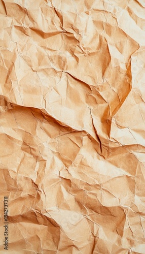Abstract Brown Crumpled Paper Texture Background with Wrinkled Surface and Decorative Design Pattern