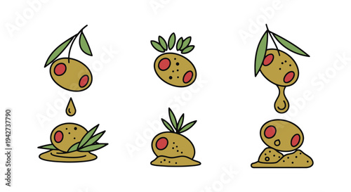 Marinated Olives Line art abstract minimal color vector