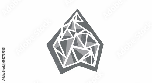 Abstract geometric shard pattern in shades of grey with white outlines