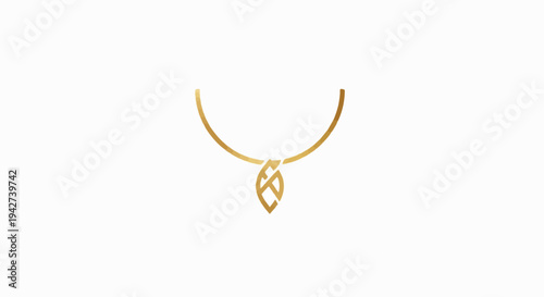 Abstract gold leaf pendant on delicate necklace chain, minimalist design