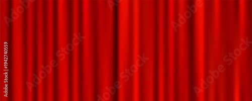 Dramatic scarlet drapery with smooth satin folds and deep shadows, creating an opulent theatrical atmosphere for luxury displays, entertainment events, or festive holiday presentations.