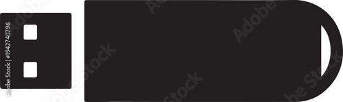 USB Flash Drive Silhouette Vector Icon