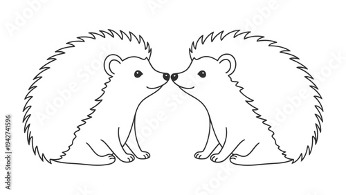 Hedgehog's Embrace: Two adorable hedgehogs share an intimate moment of affection.