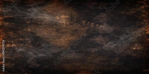 A dark and old grunge texture background featuring abstract blue smoke and dark storm clouds under a night sky with moon light and fog