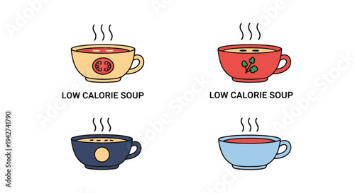 Low Calorie Soup Line art minimal smooth abstract color vector