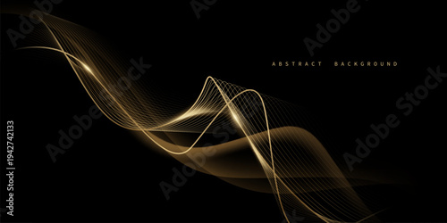 Abstract modern design black background with luxury golden elements vector illustration.