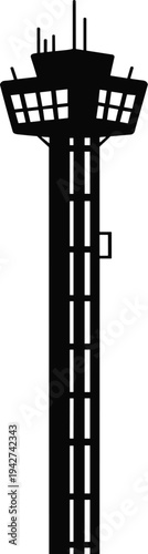 Iconic Television Tower Silhouette Isolated on White Background for Telecommunication and Architectural Design Projects