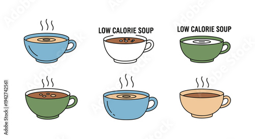 Low Calorie Soup Line art soft abstract color vector design