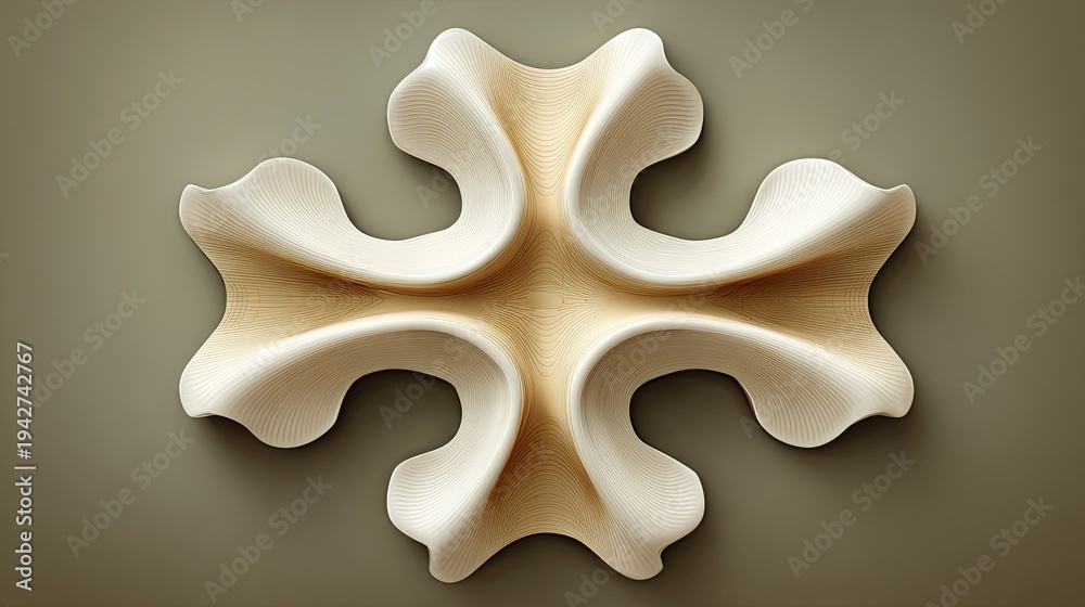 Obraz premium Sculptural abstract form featuring undulating curves and natural texture mounted against a muted background