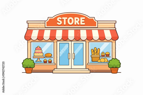 Bakery store selling bread, cakes, and other pastries