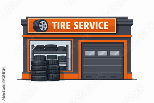 Tire service shop building offering car maintenance