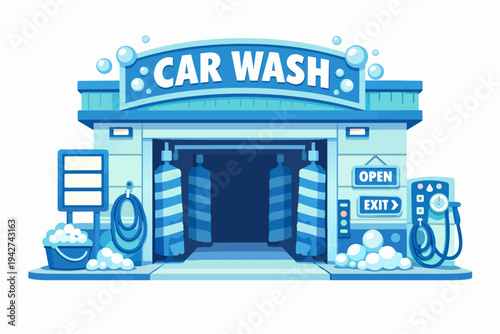 Car wash building offering vehicle cleaning service