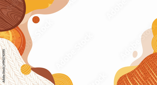 Abstract organic shapes and textures in warm autumnal colors