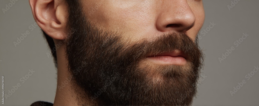 Obraz premium Medium shot of a neatly styled beard highlighting its natural hair texture and look