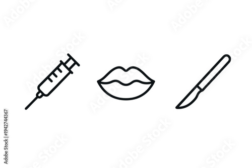 Minimalist beauty enhancement icons highlighting cosmetic procedures
