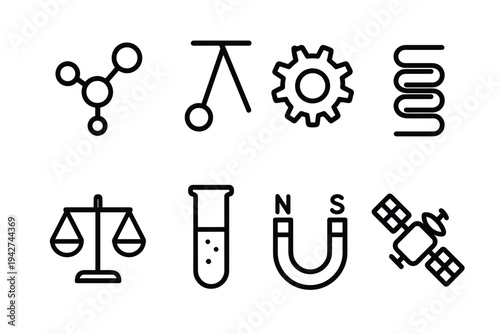 Science and technology icons: minimalistic set for education and innovation