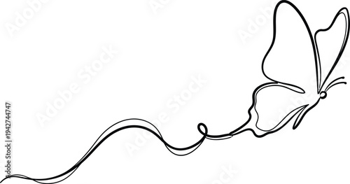 Butterfly line drawing with wavy tail