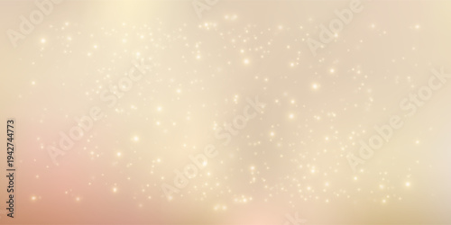 Elegant gold glitter background with sparkling bokeh lights and champagne beige texture creating luxurious golden shimmer effect for festive designs. Vector illustration.