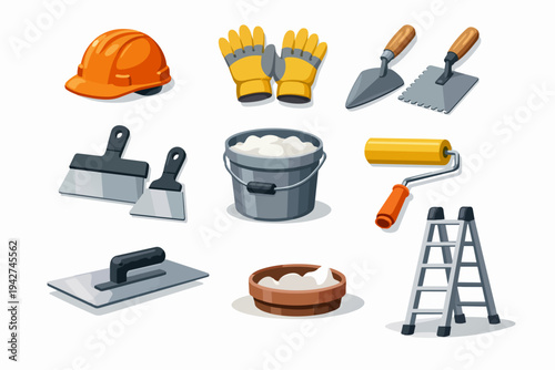 Construction, renovation, and home repair tools icon set