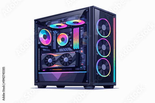 Gaming PC desktop computer tower with RGB lighting