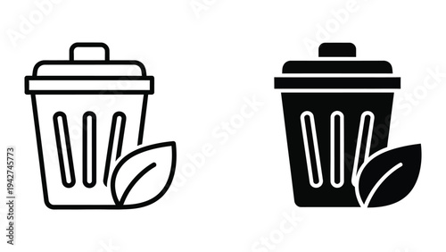 Recycle Bin Leaf Icon Eco Recycling Concept
