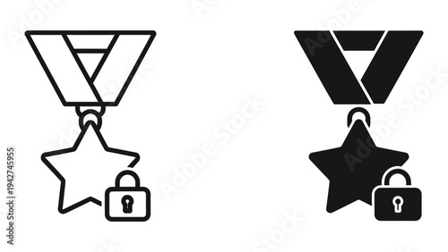 Medal Star Locked Achievement Concept