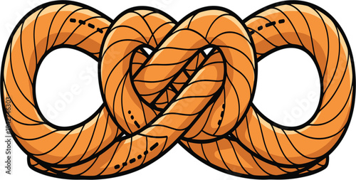 Infinity Knot Rope Symbol Illustration in Hand Drawn Style for Endless Connection, Strength, Nautical Design, and Eternal Loop Concept