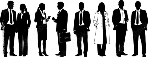 Flat vector illustration of a modern street scene with colorful people walking and cycling past grey houses and green trees.