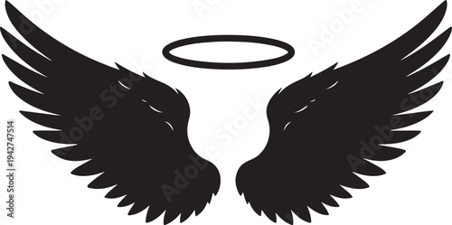 Vector angel wings and halo icon