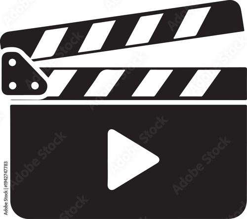 Vector film clapperboard icon with play button