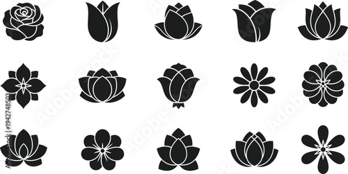 Black and white lotus flower symbol