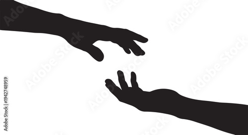 Vector illustration of two hands reaching for each other