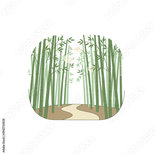 Serene Bamboo Forest Path Illustration.