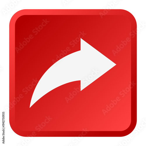 Red Square Share Icon with White Curved Arrow Graphic