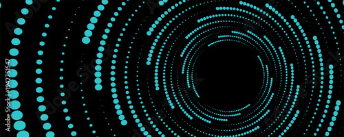 3D blue techno background. Big data visualization on dark space with dotted lines shape effect decoration. Modern graphic design element dots circle style concept for flyer, card, or brochure cover