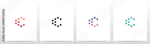 Half Circle Cut Out Letter Initial Alphabet Logo Design C