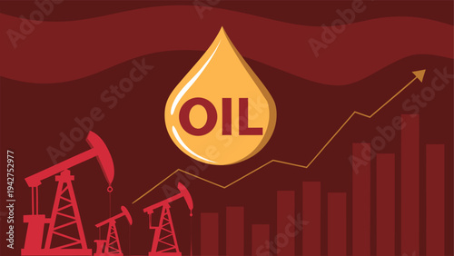 Oil price collapse represented by falling stock market chart with oil pump silhouette.