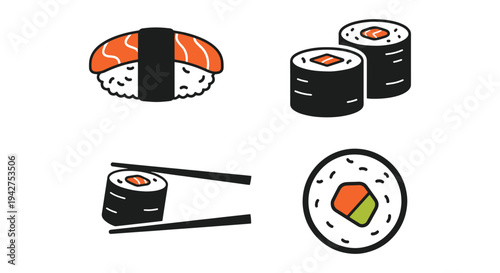 Maki Line art vector set creative abstract theme