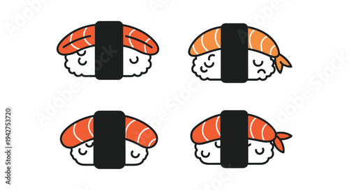 Maki Set Line art vector minimal modern abstract color