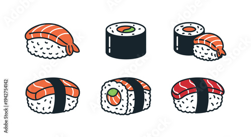 Maki Set Line art vector soft elegant abstract illustration