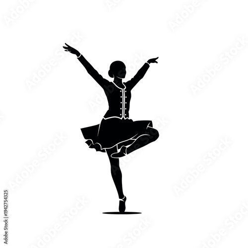 Graceful Ballerina Silhouette Dancing on Stage.