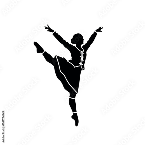 Graceful Silhouette of a Ballet Dancer in MidPerformance.